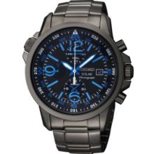 Seiko Black Men's 100 Meter Solar Adventure Chronograph