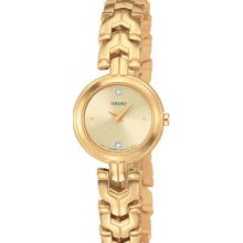 Seiko Ladies' Champagne Dial Gold Tone Diamond SUJF38