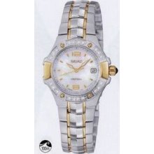Seiko Ladies` Coutura Two-tone 20 Diamond Watch W/ Mother Of Pearl Dial