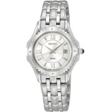 Seiko Le Grand Sport White Dial Silver Tone Wr 50m Women's Watch Sxdc35