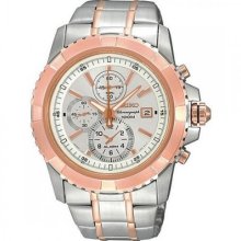 Seiko Lord Chronograph/alarm Two-tone Men's Watch Snae08j1 Snae08