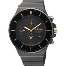 Seiko Men's Chronograph Black Ion Gold Accent