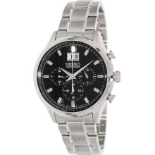 Seiko Men's SPC083 Silver Stainless-Steel Quartz Watch with Black Dial