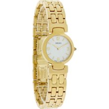 Seiko Quartz Ladies Mop Dial Gold Tone Bracelet Dress Watch SUJ712