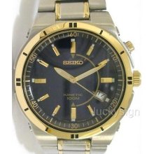 Seiko Rare Kinetic Mens Exec 2 Tone Watch 100m Wr $695