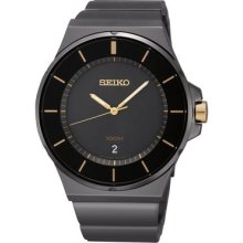 Seiko Sgeg19 Black Ion Plated Gold Tone Markers Black Dial Men's Watch
