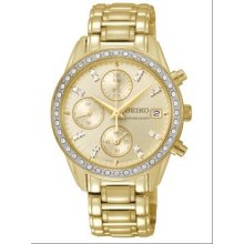 Seiko Sndx76 Women's Gold Tone Stainless Steel Chronograph Watch