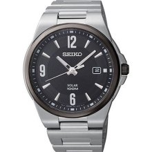 Seiko Sne211 Men's Dress Stainless Steel Band Black Dial Watch