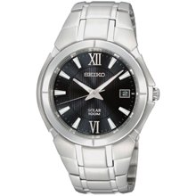 Seiko Solar Date Window Black Dial Men's watch #SNE087