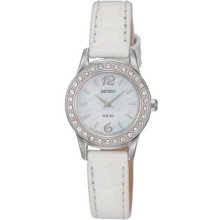 Seiko Solar Swarovski Leather Ladies Watch SUP133