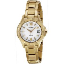 Seiko Solar White Dial Gold-tone Ladies Watch Sut032