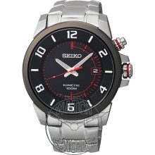 Seiko Sport wrist watches: Sport Kinetic Steel Black/Red ska553