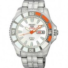 Seiko SRP201 Mens Stainless Steel Seiko 5 Sports Automatic White Dial Day Date