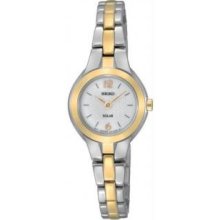 Seiko Sup024 Womens Dress White Dial Solar Quartz Watch