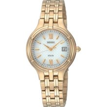 Seiko SUT018 Women's Gold Tone Silver Dial Solar Powered Watch ...