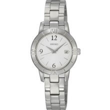 Seiko Sxde35 Women's Watch Stainless Steel Quartz Silver Dial Link Bracelet