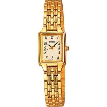 Seiko SXGL64 Gold Square Face Ladies Watch Black Numbers