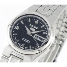 Seiko Symk43 Women's Watch Seiko 5 Black Dial Day And Date