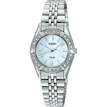 Seiko Women's Stainless Steel and Crystal-Accent Solar Watch - Silvertone - One Size