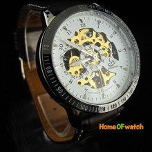 Shenhua Outdoor White Dial Arabic Num Automatic Mechanical Men's Leather Watch