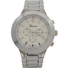 Silver And Clear Acrylic Case Geneva Watch For Women