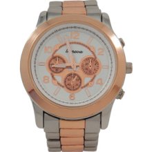 Silver And Rosegold Geneva Watch White Face Oversized For Women Or Men