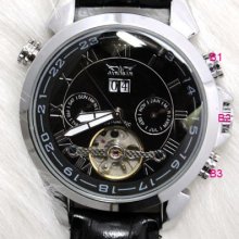 Silver Case Luxury Multifunctional Tourbillon Automatic Mechanical Men Watch