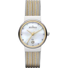 Skagen Denmark Watch, Womens Two Tone Mesh Stainless Steel Bracelet 26