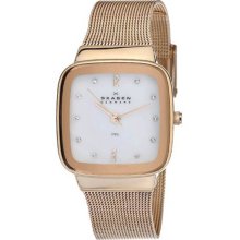 Skagen Ladies Rose Gold Tone Stainless Steel Case and Mesh Bracelet Mother of Pearl Dial 658SRR