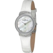 Skagen Ladies White Mother Of Pearl Dial Leather Band Watch C812sslw