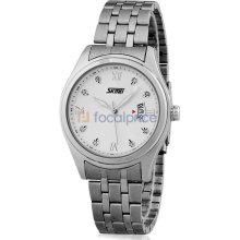 SKMEI Men's 30m Waterproof Round Dial Analog Watch with Date Display (White)