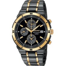 SNAA30 -- Seiko Men's Alarm Chronograph Black Ion Watch