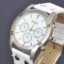 Soki White Dress Womens Ladies Analog Quartz Wrist Leather Strap Watch L08