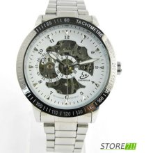 Sport Style Hollow Skeleton Automatic Mechanical Stainless Steel Wrist Watch
