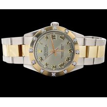 SS & yellow gold oyster bracelet gray roman dial date just rolex watch