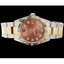 SS & yellow gold oyster bracelet rolex watch brown diamond dial datejust