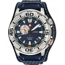 Stainless Steel Case Leather and Nylon Strap Blue Tone Dial Compass