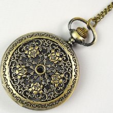 Steampunk Bronze Engraved Spiderweb Men Electronic Pocket Watch