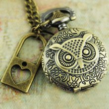 Steampunk Pocket Watch Necklace Pirate Gothic Victorian Locket Pendant Charm Watch Face with Gemstone Map Key Binocle SET