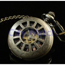 Steampunk Watch--Antique Brass Hollow Case Unisex Mechanical Pocket Watch