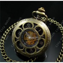 Steampunk Watch--Victorian Pocket Watch Necklace,antique bronze flower Mechanical Watch Chain--Best Man - Groomsmen Gift