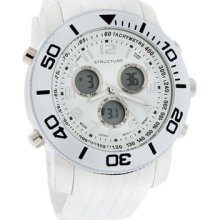 Structure By Surface Mens White Chrono Analog/digital Rubber Strap Watch 32230