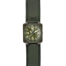 Structure Mens Watch w/Green Round Case, Green Dial and Green Textured Fabric Band