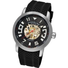 Stuhrling 1079 33161 Delphi Archer Auto Skeleton Black Dial Rubber Mens Watch