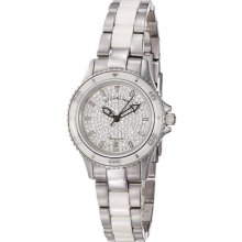 Stuhrling 250 112ep2 Astera Swiss Date Swarovski White Ceramic Womens Watch