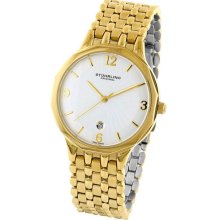 Stuhrling 603 32332 Marquis Slim Swiss White Dial Goldtone Bracelet Mens Watch