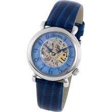 Stuhrling Lady Wall Street MOP Skeleton Blue Watch 108.1215C8