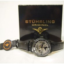 Stuhrling Men's Skeleton Automatic Watch -black