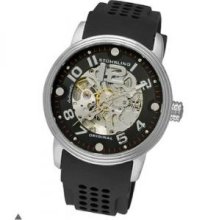 Stuhrling Original 1070.33161 Mens Sportsman Delphi Adonis Automatic Skeleton with Stainless Steel Case on Black Dial and Black Rubber Strap