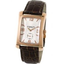 Stuhrling Original 144L.3245E2 Mens Gatsby Swiss Quartz 16K Rose Gold Plated Stainless Steel Case with Silver Dial